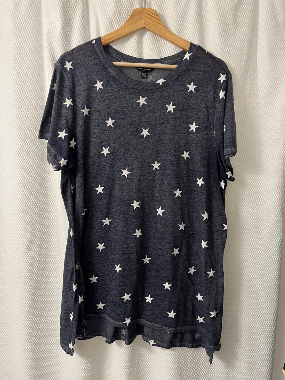 Lucky Brand Navy Blue Star Patriotic Tee- Size 1x